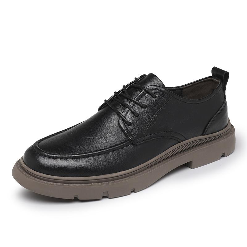 Mens Shoes New Spring and Autumn British Style Leather Shoes Mens Business Dress Big Head Cowhide Work Non Slip Casual Shoes