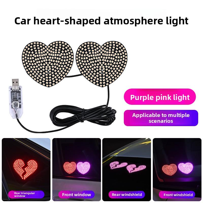 

Heartbroken LED Car Window Atmosphere Light USB Glowing Heart Ambient Mood Light Interior Decoration Neon Lamp 10 Flashing Modes