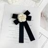 Camellia Flower Brooches Balck Bow Lapel Pins For Women Corsage Shirt Scarf Buckle Badge Accessories