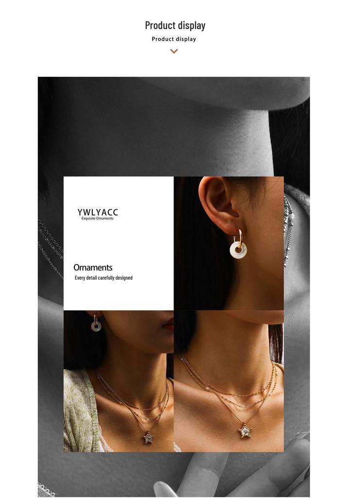Stylish Mother-of-Pearl Hoop Earrings: Light Luxury, High-End Niche Fashion for Women