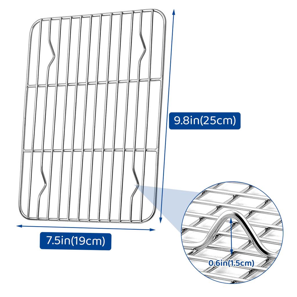 2Pcs Baking Rack Cooling Rack Stainless Steel Metal Roasting Cooking Rack Heat Resistant Bread Cake Cooling Rack Grid Baking Pan
