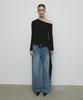 Saendeulig One Shoulder Unbalanced Strap T-Shirt_Black