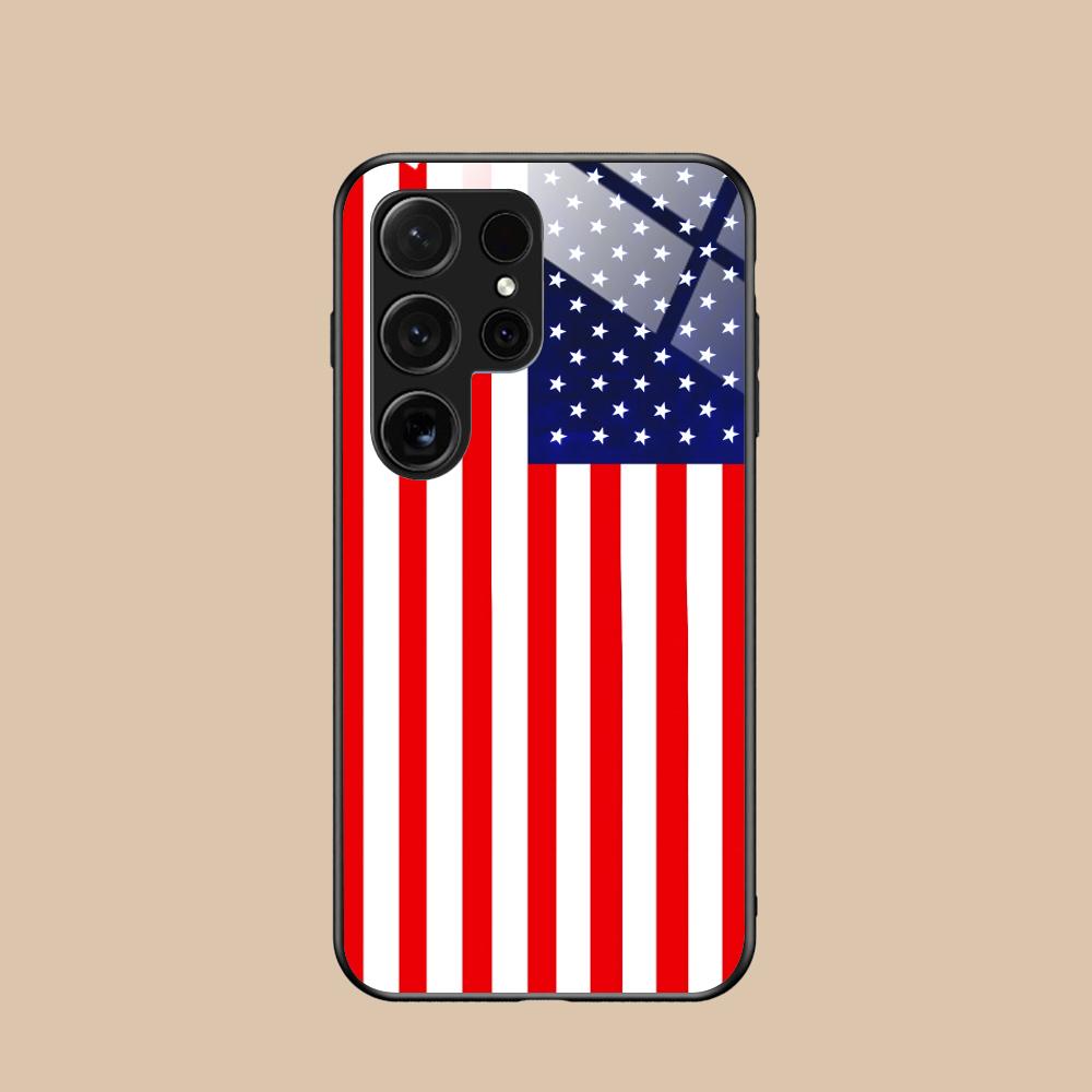 

США Флаг Америки Чехол для мобильного телефона Samsung Galaxy S26 S25 S24 S23 S22 S21 S20 Note20 Plus FE Ultra Стеклянный Цветной Чехол Galaxy S26