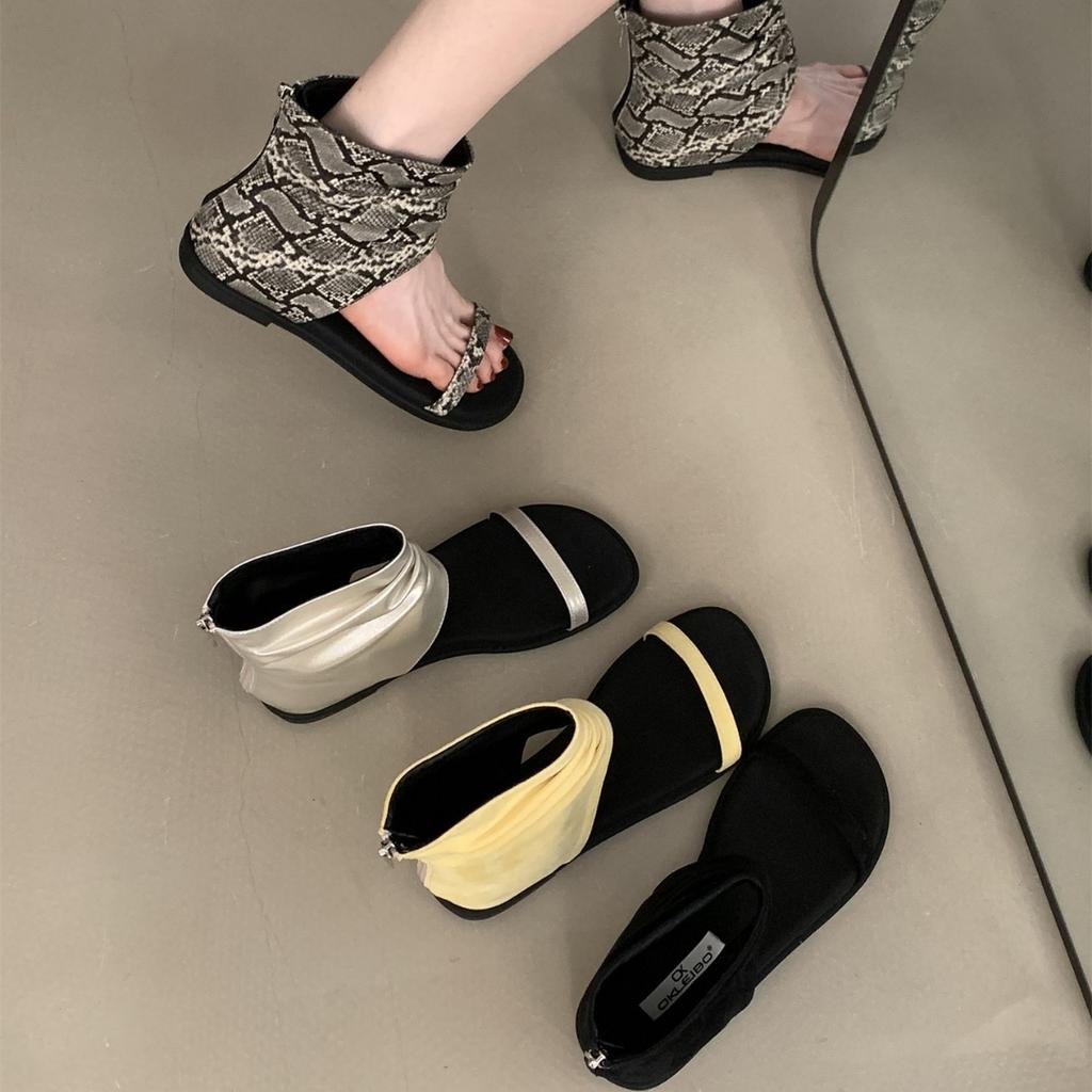 Fashion Low Shoes Woman 2025 Shallow Slipper Hoof Heels Rubber PU Fabric Slides Shallow Shoes Woman 2025 Low Slipper PU Slides Hoof Heel