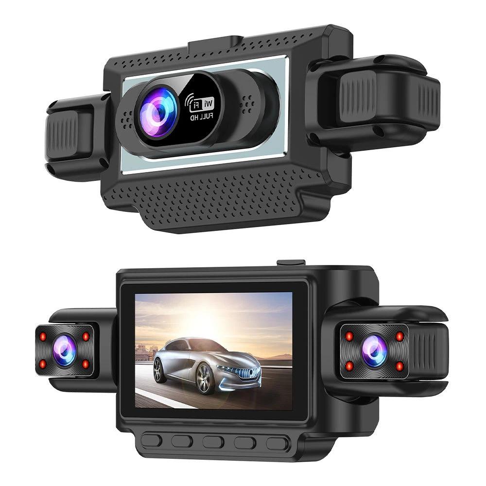 360° autokamera se 4 objektivy pro auta, WiFi aplikace, 1080P, 4-kanálový videozáznamník jízdy, kamera do kabiny a zadní kamera
