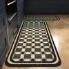 Kitchen Floor Mat Long Strip Rug PVC Oil-proof Waterproof Non-slip Leather Foot Mats Gray Checkered Carpet Home Decoration Rugs