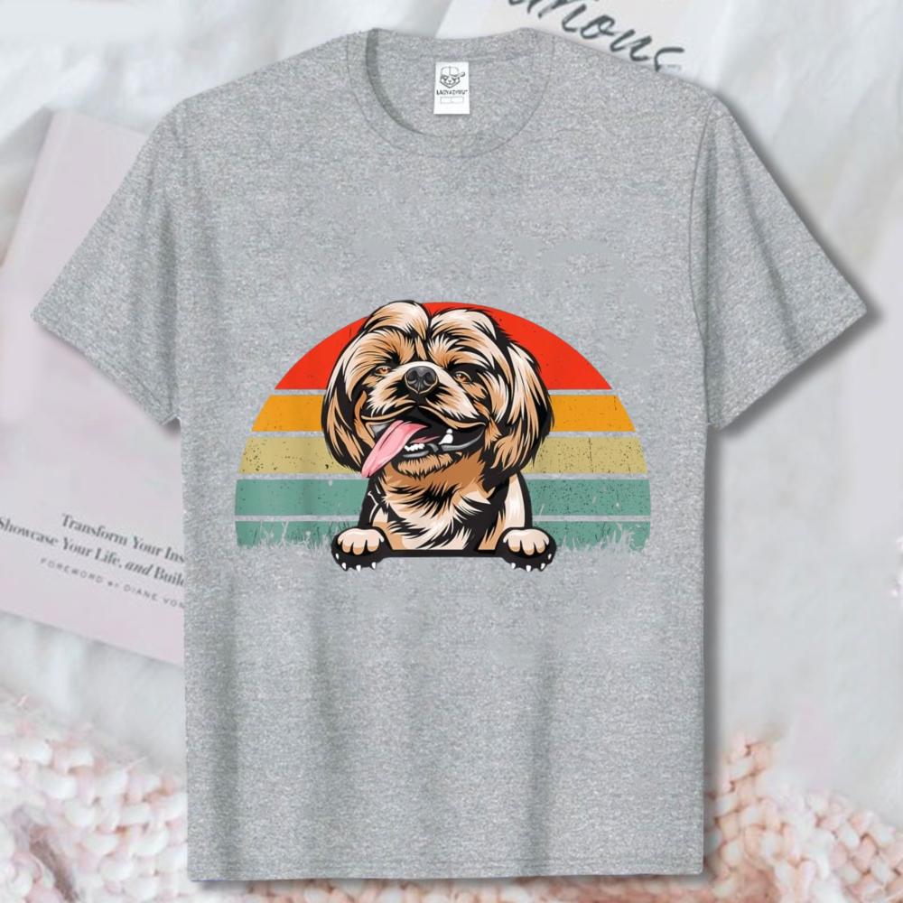 Tzu Dog Funny Retro Vintage Style Tee Fashion Unisex Cotton Tshirt Unisex Unisex Shortsleeve Tees Dog Lover Printing Tshirt