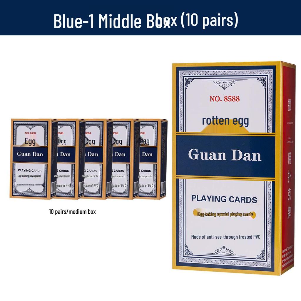 Guan Dan Premium Poker Playing Cards - Thickened, Hardened with High-End Linen Finish, Blue Core Paper, Full Case of 100 Decks.