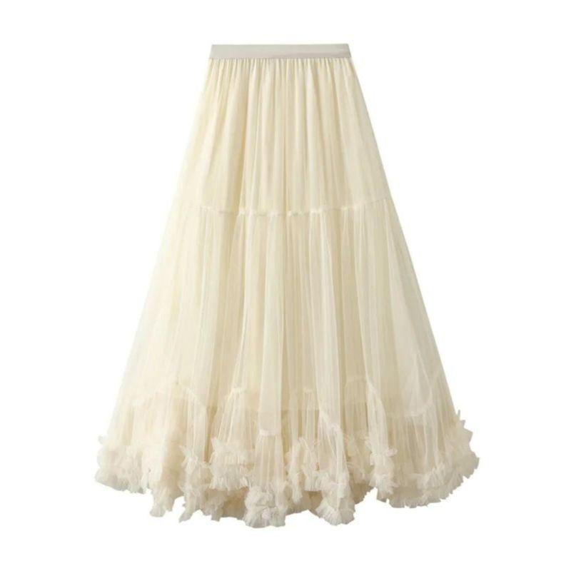 Mesh Half Body A- Line Large Swing Fluffy Skirta Big Hemline Pettiskirt