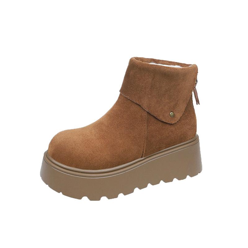 Thick-soled Versatile Rear Zipper Snow Boots 2025 Autumn and Winter New Waterproof Table Piled Thickened Matte Warm Short Boots
