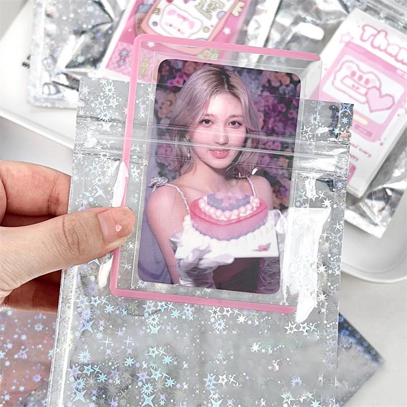 Bolsa de embalaje transparente con láser de 10 piezas con cierre de cremallera, bolsa de almacenamiento de alimentos, joyas, regalo, bolsa de paquete comercial de PVC