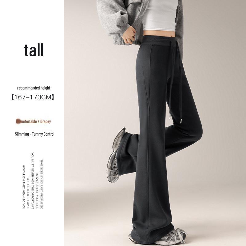Women's Spring 2026 High-Waisted Micro-Flare Casual Pants - Slimming, Petite, Narrow Leg Design
