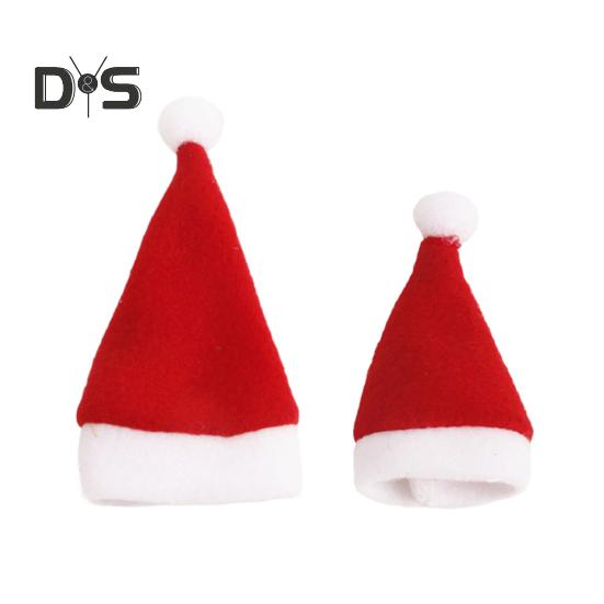 10ks Mini Santa klobouk Potahy na láhve vína Plyšový vánoční držák na nádobí Sametové čepice na lízátka Vánoční dekorace na večírek