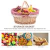 Woven Picnic Basket Natural Color Multi-Function Storage Basket Fruit Vegetable Snack Organizer Outdoor Sundry