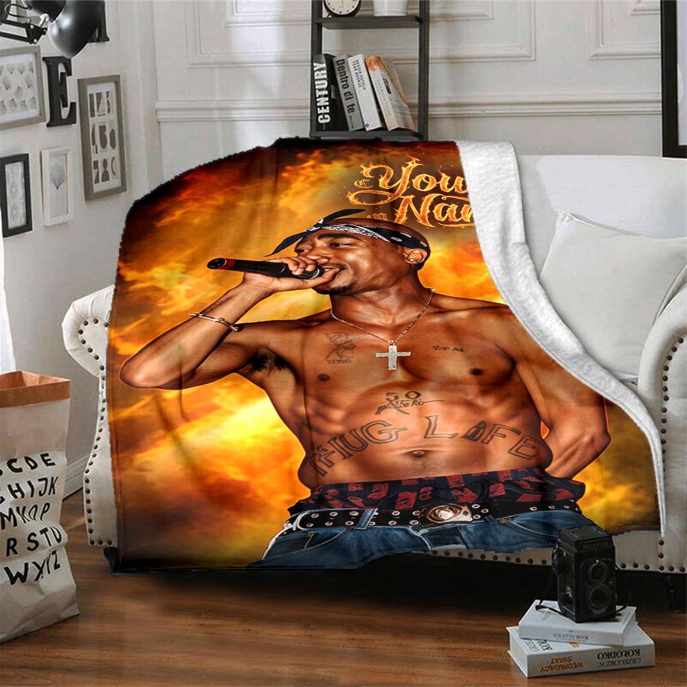 2pac Personalized Text Blanket Multi-purpose Customizable Blanket Soft Warm Cozy Throw For Livingroom Living Room Bed Picnics for All Occasions