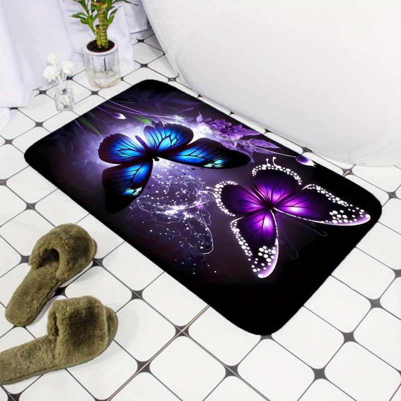 VIKAMA Colorful Butterfly Bathroom Mat Soft Anti Slip Bathroom Shower Room Entrance Absorbent Floor Mat Home Decoration