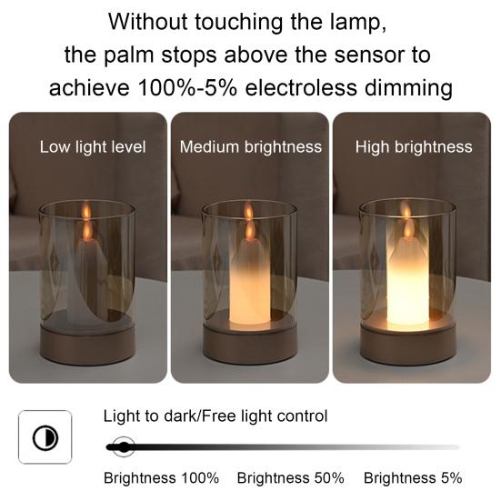 Yousheng LED Night Light with Gesture Control Soft Glow Flicker Free Motion Sensor Technology Bedside Lamp Simulation Candle Decor