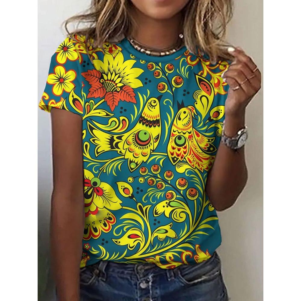 

Summer ethnic flower 3D printed T-shirt XL