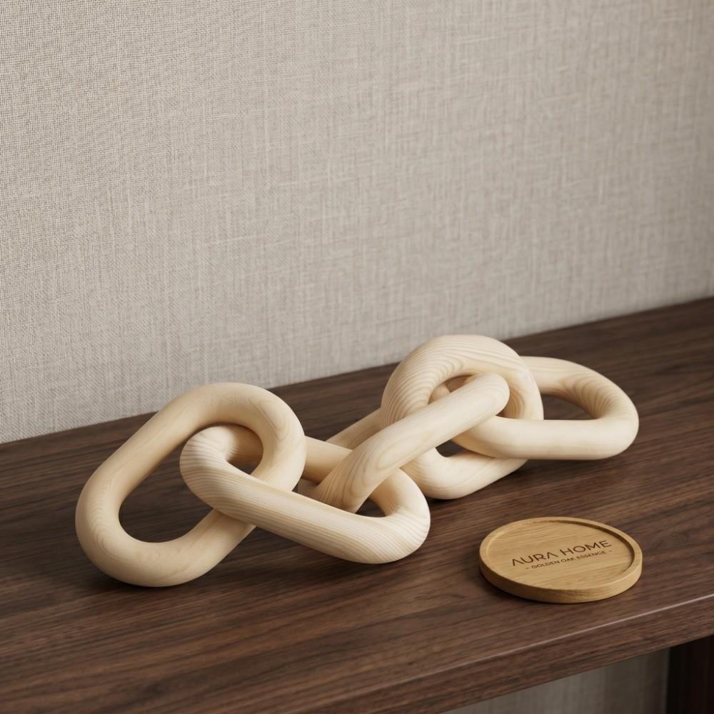 White, Brown Wood Chain Ornament Indoor Wooden Ornament  Home Furnishing Match