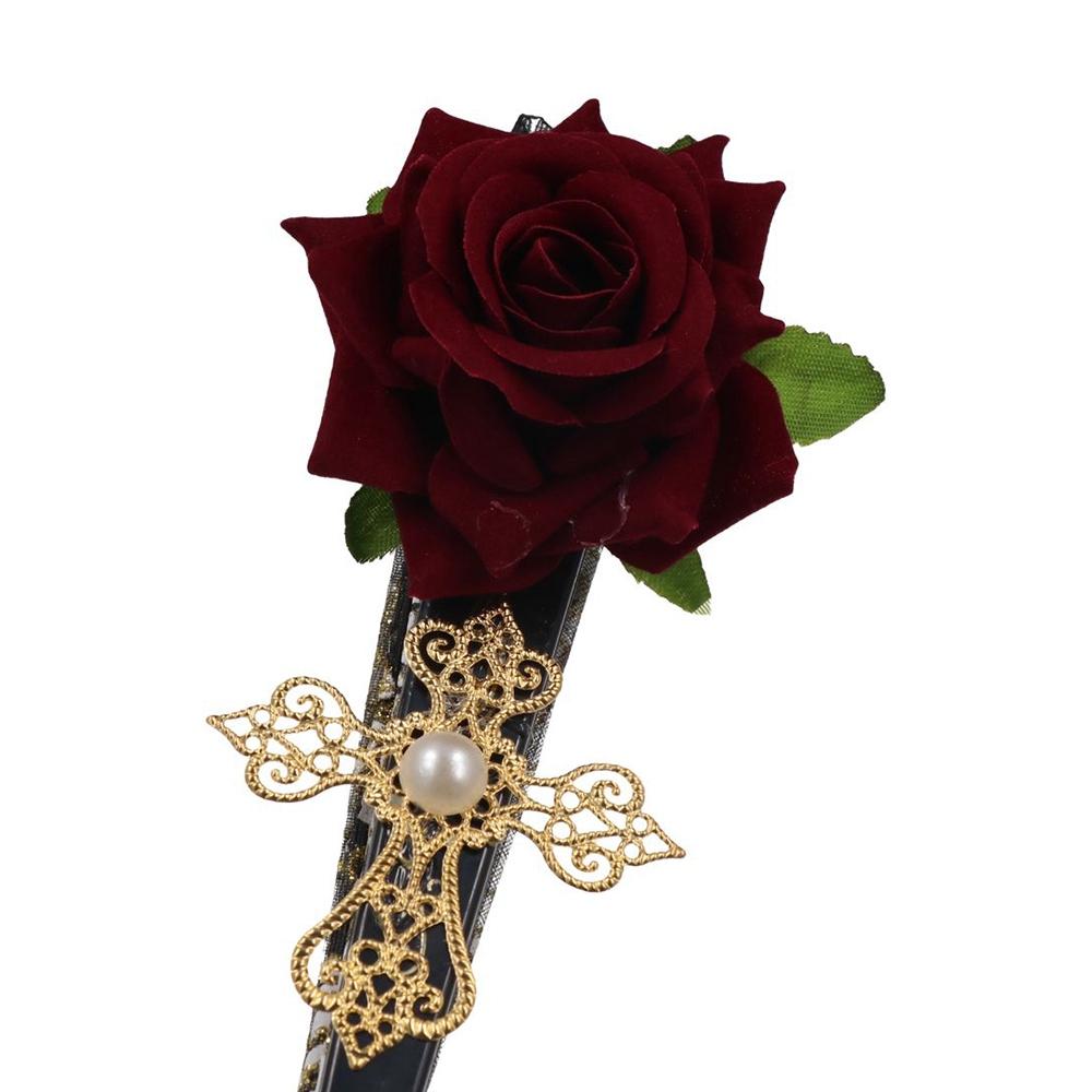 European Style Gothic Court Style Lace Rose Folding Fan Dance Hand Fan Folding Fan Lolita Lace Fan