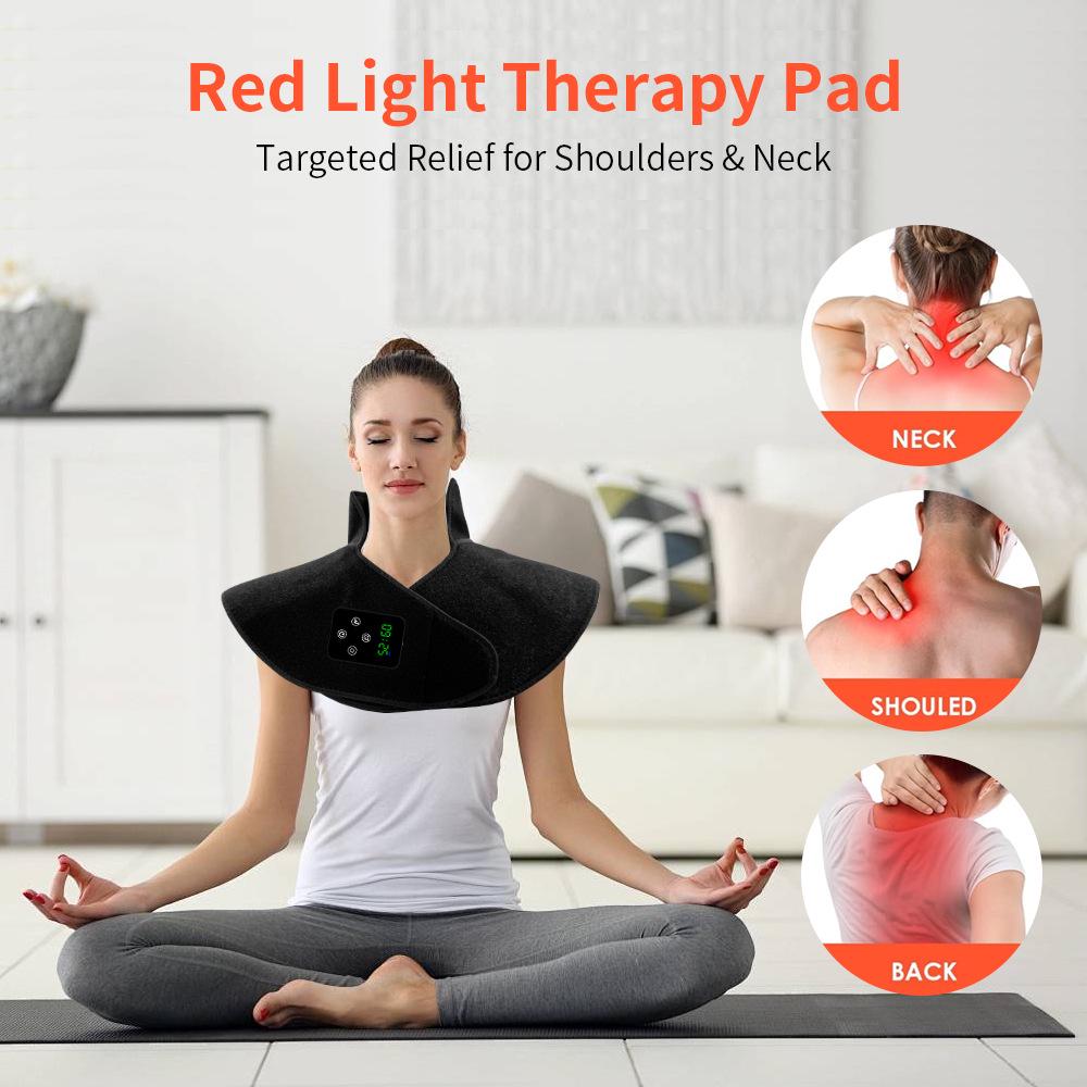 Infrared Shoulder & Neck Therapy Shawl with Detachable Magnetic Red Light Waistband - EU CE Certified 3000mAh