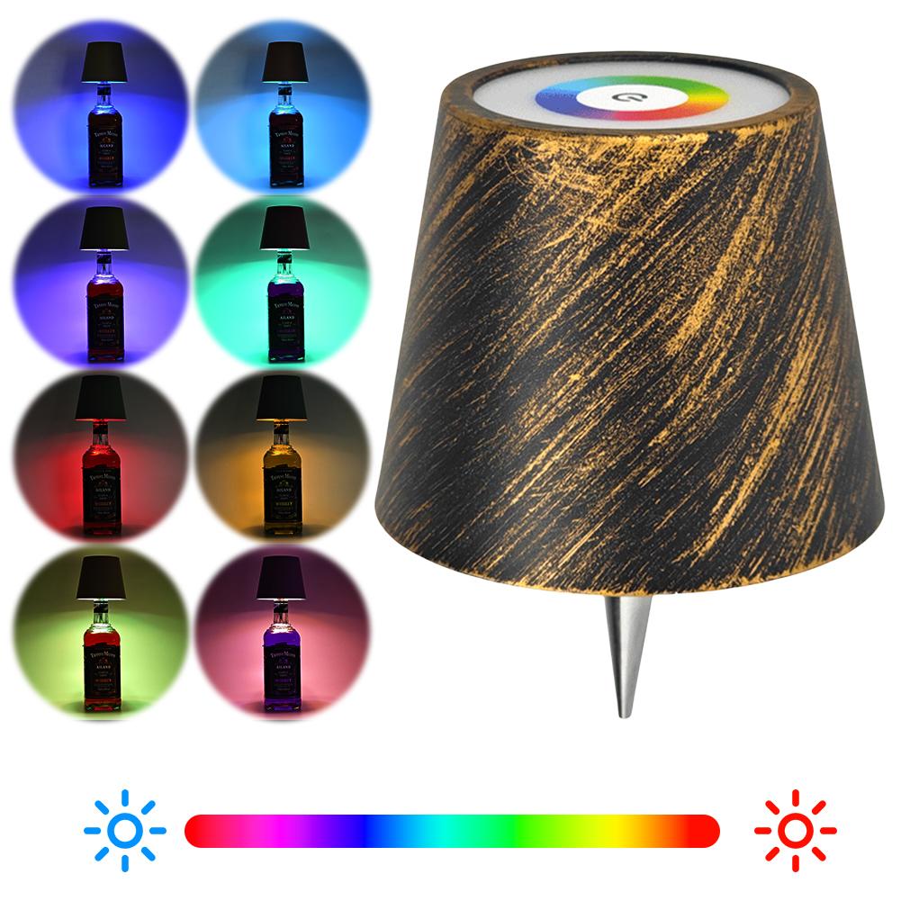 LED Table Lamp Rechargeable RGB Bottle Lamp 2000mAh Dimmable Cordless Bottle Light for Bedroom Restaurant & Bar Christmas Gifts