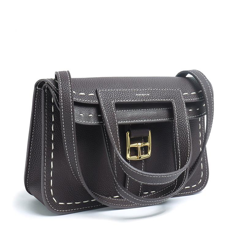 The First Layer Of Cowhide, Hazan Bag, Fashionable Commuter Hand-Held Briefcase, Genuine Leather, Shoulder Crossbody, Women'S Changeable Horseshoe Bag