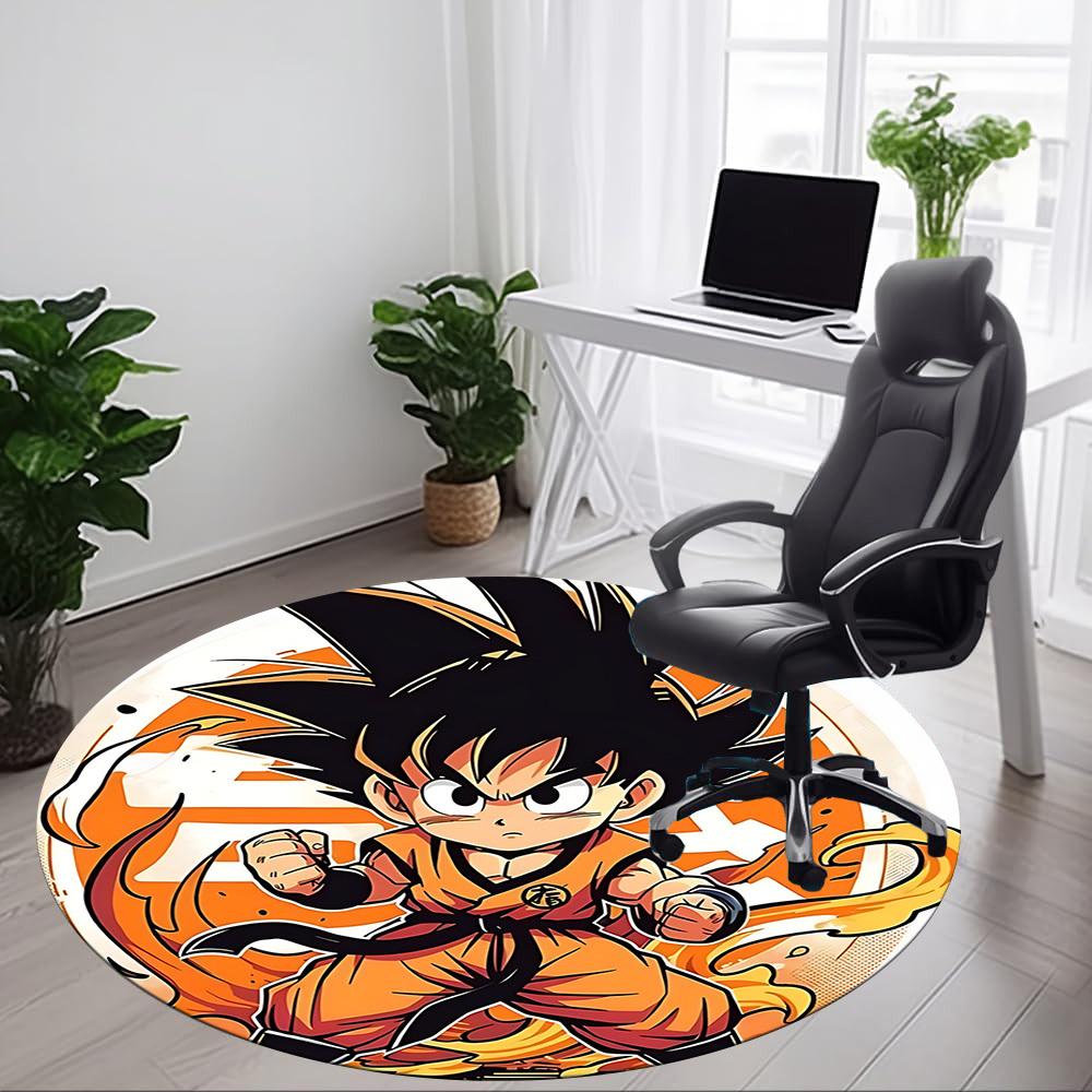 1pc Goku Saiyan Office Round Area Rug, Indoor Mat Suitable For Office, Under Office Chairs Bedroom Living Room Home Decor, Room Deco