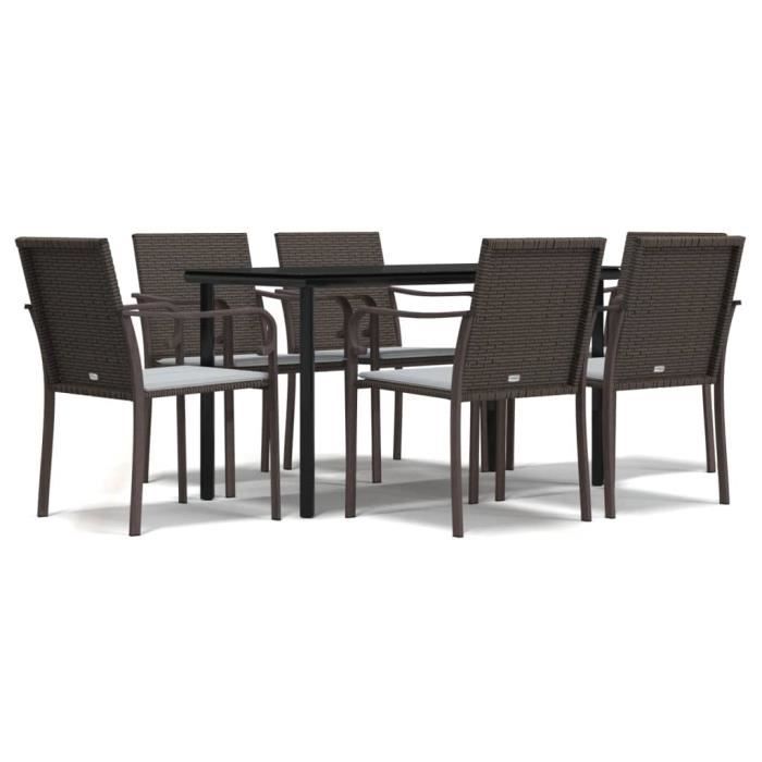 VidaXL Garden Dining Set 7 Pcs Cushions Wicker Steel 3186958