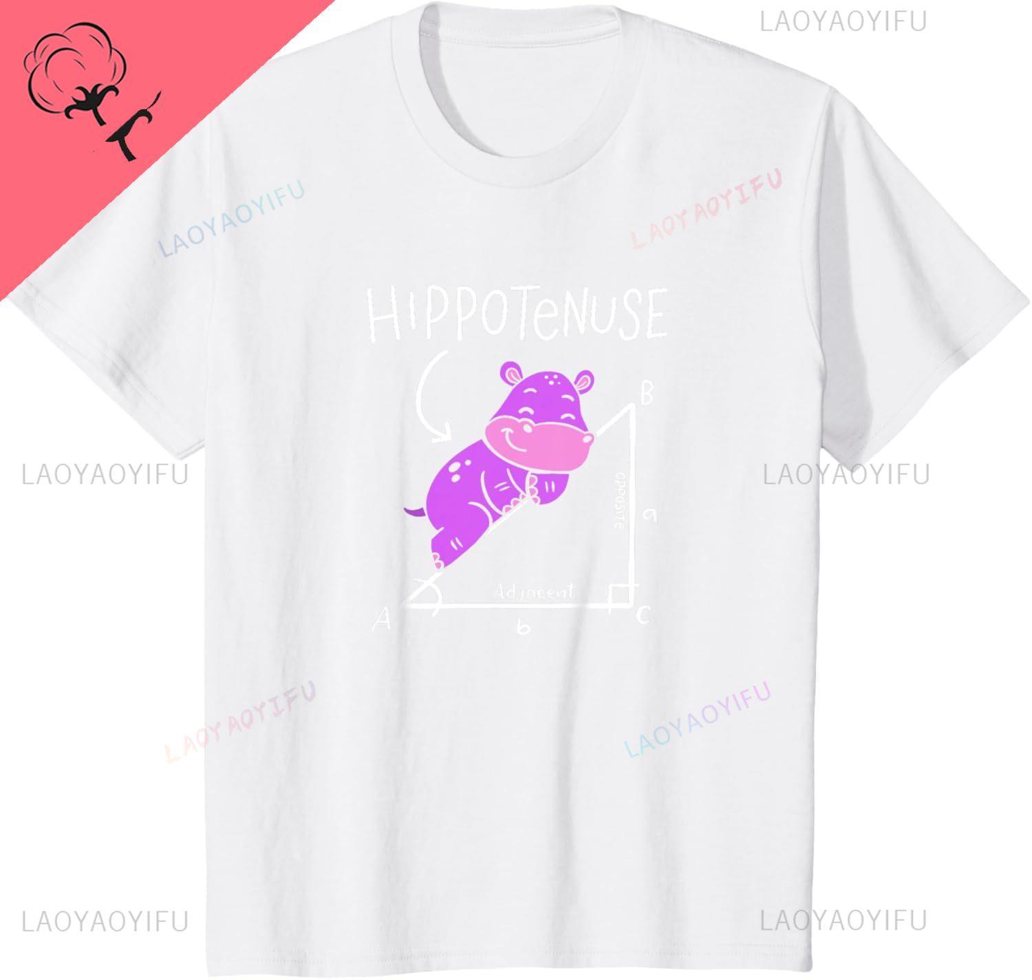 

Hippopotamus Geometry Funny Math Lover Hypotenuse Costume T-Shirt Casual Streetwear Mens T Shirt Camisas Streetwear 4XL