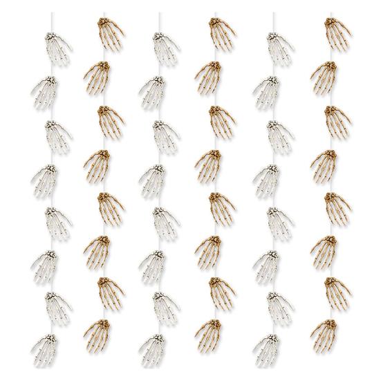 6 Strings Skeleton Hands Garland Paper Human Hand Bone Streamers Halloween Hanging Swirls Banner Decoration for Wall Door Indoor Outdoor Decor