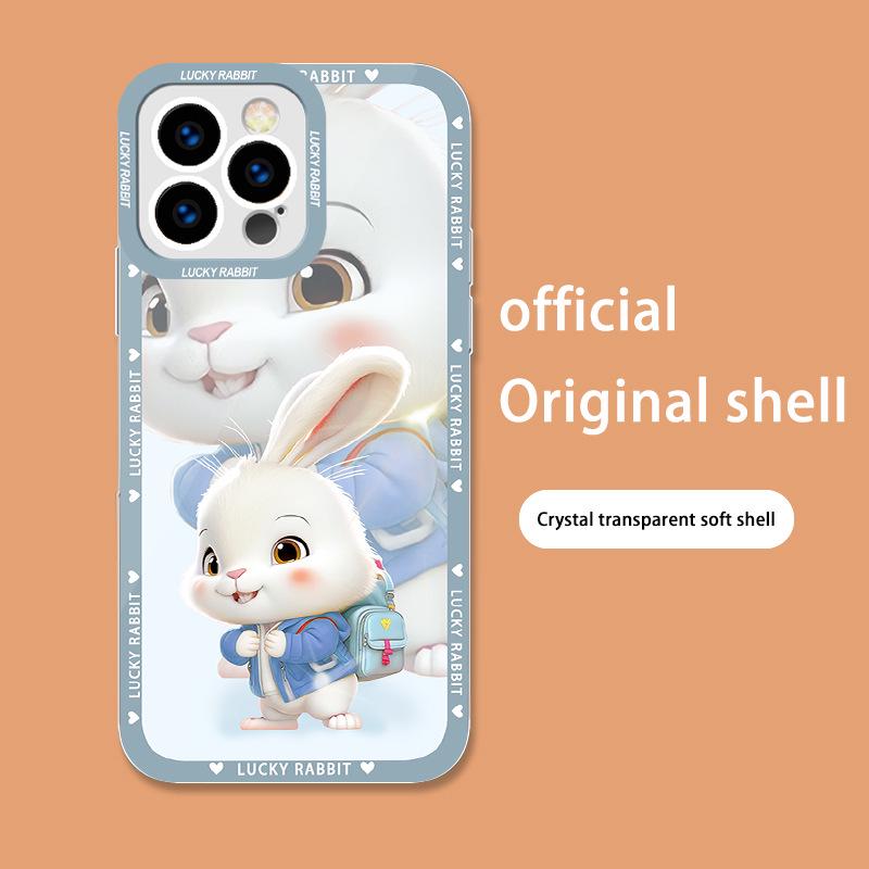 Cartoon Rabbit Jacket Backpack for Apple 13/14/15 and 11Pro Plus Transparent Max