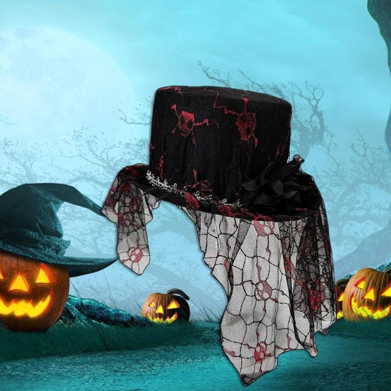 Skeleton Meshes Hat Spooky Party Hat Unisex Halloween Hat Gothicism Themed Attire for Women Vintage Look
