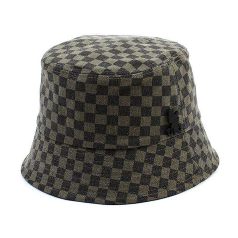 Universal chemistry Side Thunder Border Check Khaki Bucket Hat checks