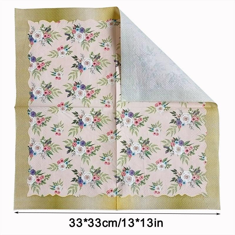 20pcs/pac Floral Printed Paper Napkins for Wedding Colorful Facial Tissues for Party Table Setting Disposable Dinner Napkins