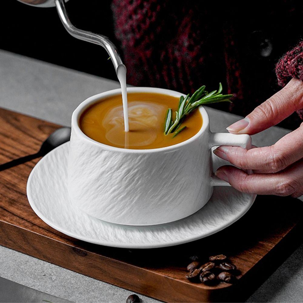 Heat-resistant Rock Sand Ceramic Coffee Cup Comfortable Handle Ceramics The Dish Suite Family