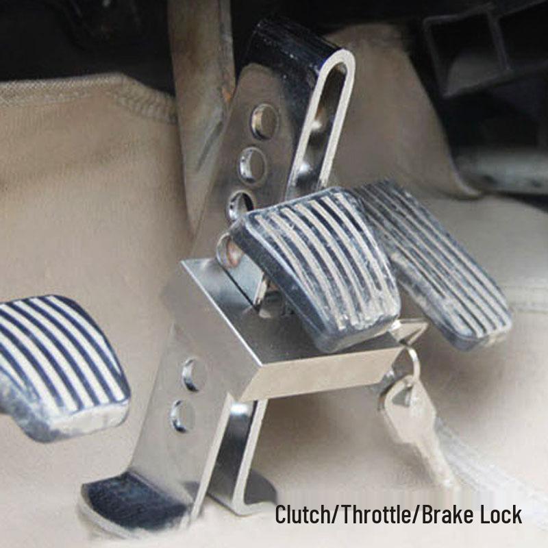 Universal Stainless Steel Anti-Theft Car Lock: Clutch, Accelerator, and Brake Protection for All Vehicles.