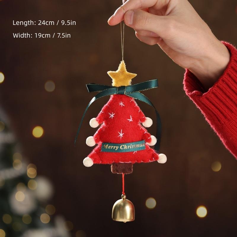 

Christmas pendant small bell velvet bow sock Christmas tree scene decoration small hanging ornament красный