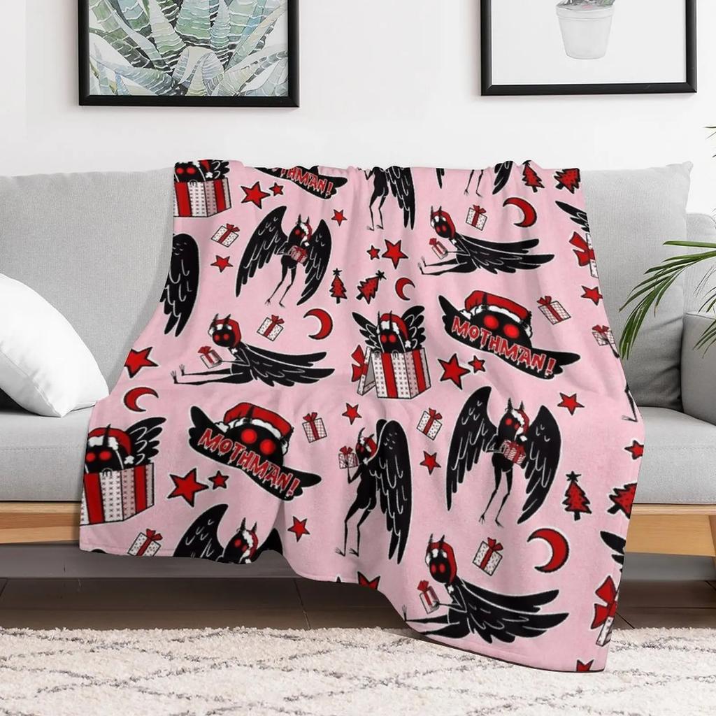 Cryptid Christmas Mothman Throw Blanket Long Lasting Soft Plush Blanket for Daily Use