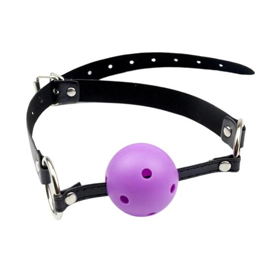 Faux Leather Ball Gag with Adjustable Straps BDSM Mouth Restraint for Bondage Roleplay Discreet Adult Toy for Beginners/Advanced
