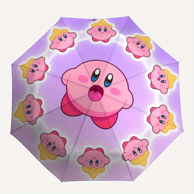 1pc Kawaii Kirby Circle Umbrella with Plastic Handle,Suitable for All Seasons Home Travel Outdoor UmbrellaM1090