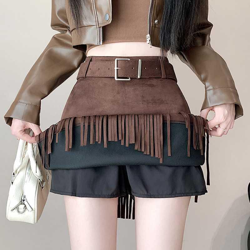Autumn/Winter High-Waisted Suede Tassel Midi Skirt - Fashionable & Versatile