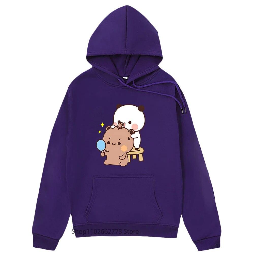 Mädchen Kawaii Grafik Hoodie Bubu Dudu Print Sweatshirt Cartoon Panda Bär Kleidung Unisex Kleidung für Frauen Y2k Kleidung Frühling