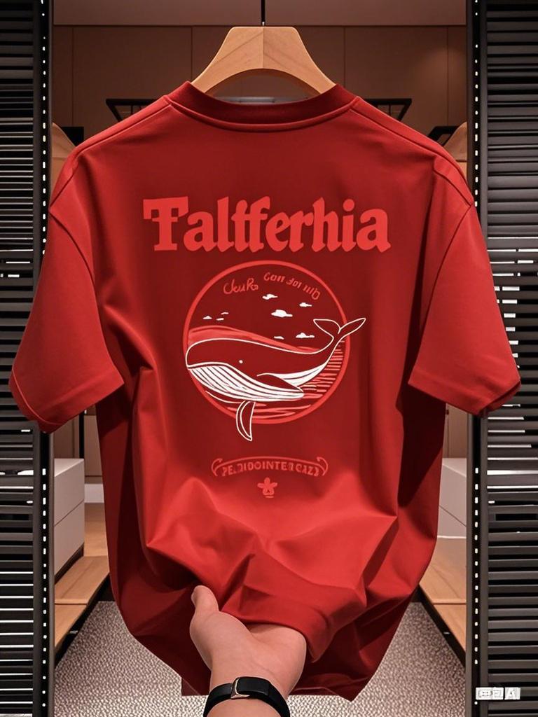 Pure cotton short-sleeved T-shirts for men and women high-end trendy T-shirts for the new summer of 2025 and Marine animals