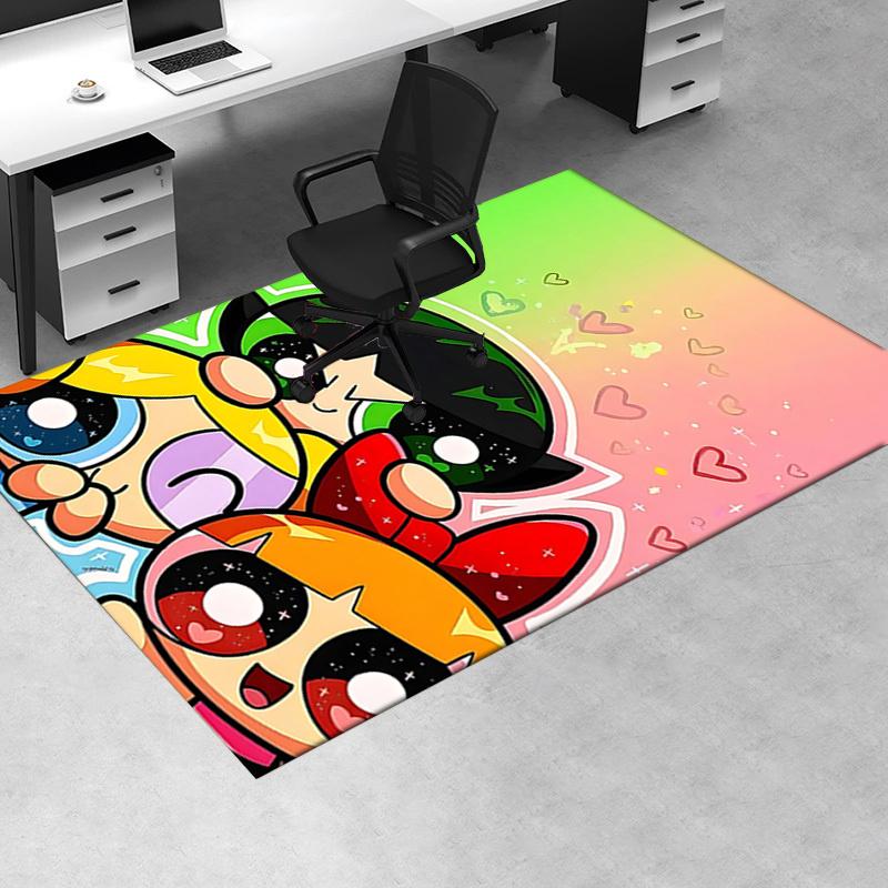 Powerpuff Girls Chair Mat: Cute Cartoon Decor for Home Office, Living Room, Bedroom - Gift Idea for Adults.1227a