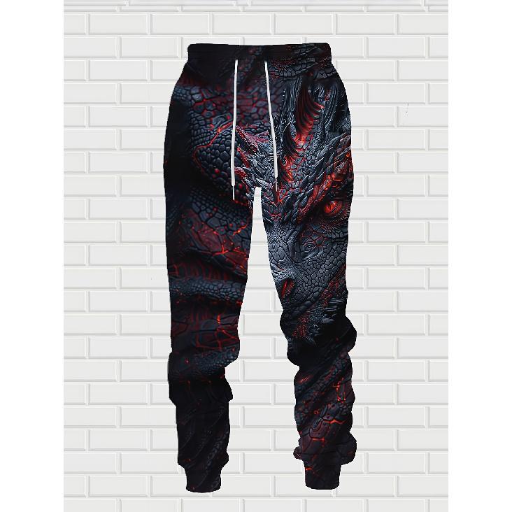 Men'S 3D Dragon Graphic Hoodie And Jogging Pants - Trendy And Comfortable Attire for Spring And Autumn