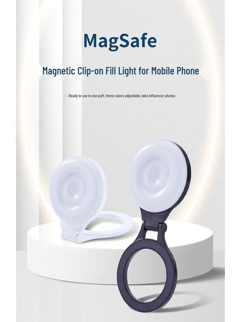 Luz Fotográfica Magnética MagSafe: Luz de Beleza Portátil para Selfie com 3 Temperaturas de Cor para Transmissão ao Vivo