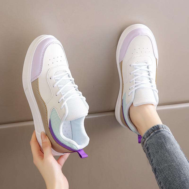 TUINANLE Sports Shoes for Women Lace Up Casual Leather Platform Sneakers Female Breathable Running Shoes