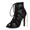 Sexy High Heels Hohl Mesh Sandalen Frauen Sommer Kreuz-gebunden Peep Toe Heels Sandalen Ankle Strap Tanzschuhe Schwarz Net Sandalen