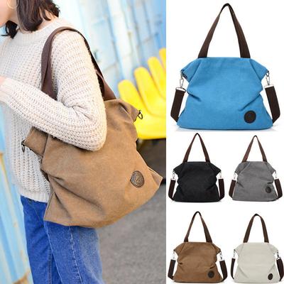 Women High Capacity Canvas Leather Bag Women Trendy Shoulder Bags Messenger Bag